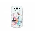 Coque pour Samsung I9300 Galaxy S3 blanche papillons multicolores strass diamants+ film protection écran offert
