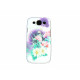 Coque pour Samsung I9300 Galaxy S3 violette fleurs blanches strass diamants+ film protection écran offert