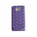 Coque rigide brillante pour Samsung I9100 Galaxy S2 bleue à pois blancs + film protection ecran offert