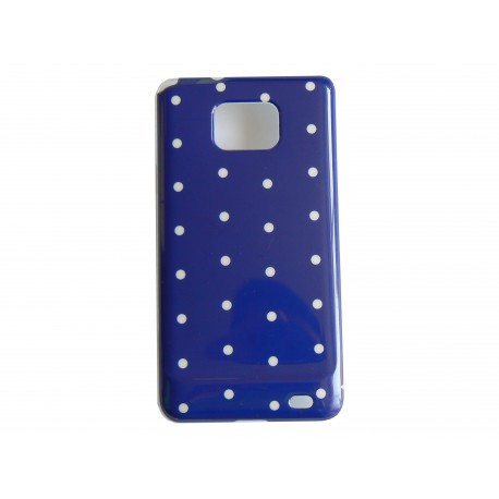 Coque rigide brillante pour Samsung I9100 Galaxy S2 violette à pois blancs + film protection ecran offert