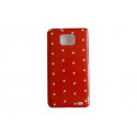 Coque rigide brillante pour Samsung I9100 Galaxy S2 rouge à pois blancs + film protection ecran offert