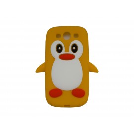 Coque pour Samsung I9300 Galaxy S3 silicone pingouin jaune + film protection écran offert