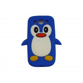 Coque pour Samsung I9300 Galaxy S3 silicone pingouin bleu+ film protection écran offert