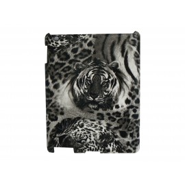 Coque Ipad 2/3 tigre sur fond gris + film protection écran offert