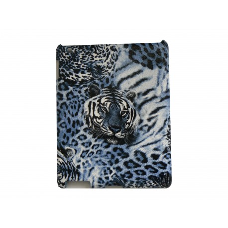 Coque Ipad 2/3 tigre sur fond bleu + film protection écran offert