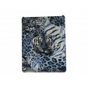 Coque Ipad 2/3 tigre sur fond bleu + film protection écran offert