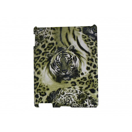 Coque Ipad 2/3 tigre sur fond vert + film protection écran offert