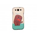 Coque pour Samsung I9300 Galaxy S3 blanche petit bonhomme marron+ film protection écran offert