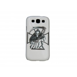 Coque pour Samsung I9300 Galaxy S3 blanche tête de mort + film protection écran offert