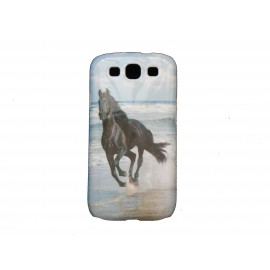 Coque pour Samsung I9300 Galaxy S3 cheval noir  + film protection écran offert