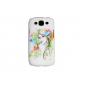 Coque pour Samsung I9300 Galaxy S3 blanche portrait strass diamants+ film protection écran offert