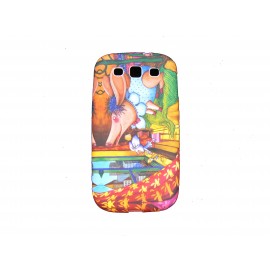 Coque pour Samsung I9300 Galaxy S3 silicone multicolore cochon + film protection écran offert