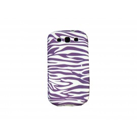 Coque pour Samsung I9300 Galaxy S3 zébré violet et blanc + film protection écran offert