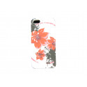 Coque pour Iphone 5 silicone blanche fleurs rouges + film protection écran offert