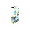 Coque pour Iphone 5 silicone blanche cercles et fleurs multicolores + film protection écran offert