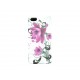 Coque pour Iphone 5 silicone blanche fleurs roses + film protection écran offert