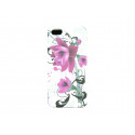 Coque pour Iphone 5 silicone blanche fleurs roses + film protection écran offert