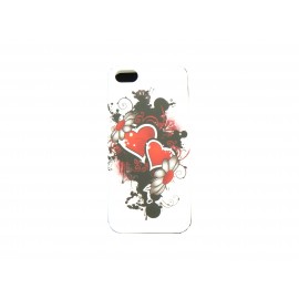 Coque pour Iphone 5 silicone blanche coeurs rouges + film protection écran offert