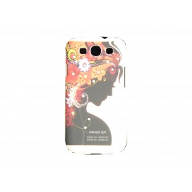 Coque pour Samsung I9300 Galaxy S3 blanche design portrait strass diamants+ film protection écran offert