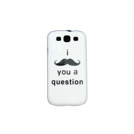 Coque pour Samsung I9300 blanche moustache noire + film protection écran offert