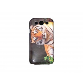 Coque pour Samsung I9300 Galaxy S3 noire tigre + film protection écran offert