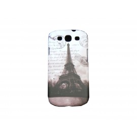 Coque pour Samsung I9300 Galaxy S3 grise Tour Eiffel carte postale + film protection écran offert