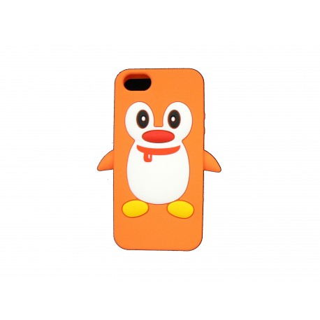 Coque pour Iphone 5 silicone pingouin orange + film protection écran offert