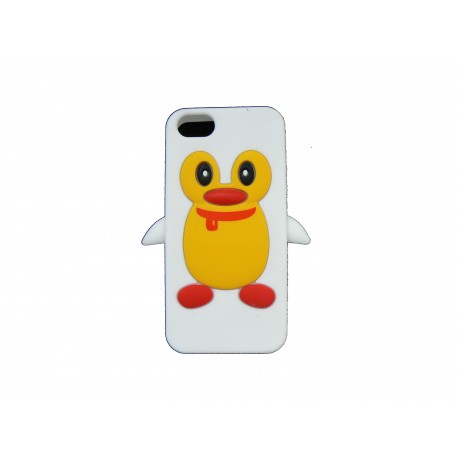 Coque pour Iphone 5 silicone pingouin blanc + film protection écran offert