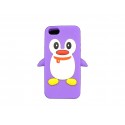 Coque pour Iphone 5 silicone pingouin violet + film protection écran offert