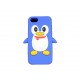 Coque pour Iphone 5 silicone pingouin bleu + film protection écran offert