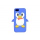 Coque pour Iphone 5 silicone pingouin bleu + film protection écran offert