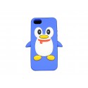 Coque pour Iphone 5 silicone pingouin bleu + film protection écran offert