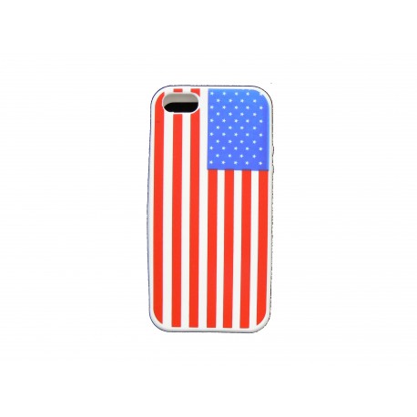 Coque pour Iphone 5 silicone drapeau USA/Etats Unis blanc + film protection écran offert