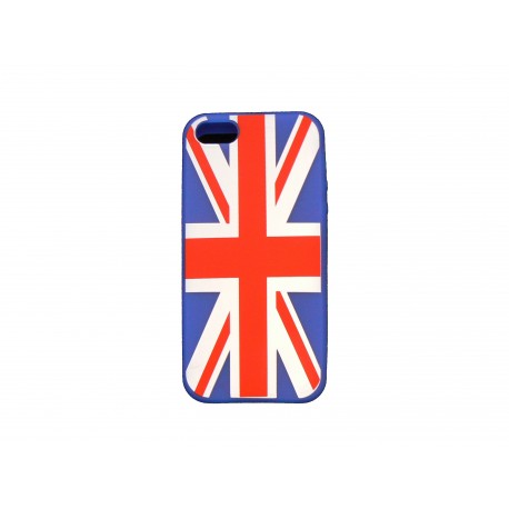 Coque pour Iphone 5 silicone drapeau UK/Angleterre bleue + film protection écran offert