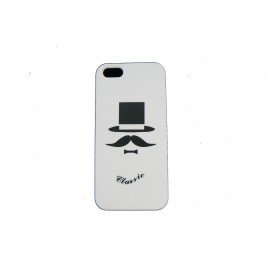 Coque pour Iphone 5 blanche chapeau noir + film protection écran offert