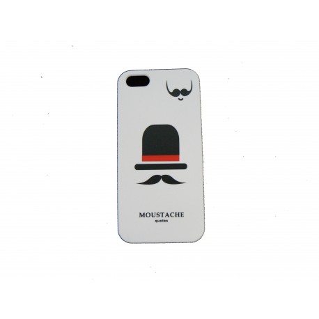 Coque pour Iphone 5 blanche chapeau noir  rouge+ film protection écran offert