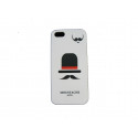 Coque pour Iphone 5 blanche chapeau noir  rouge+ film protection écran offert