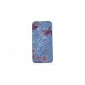 Coque pour Iphone 5 bleue papillons fleurs roses strass diamants + film protection écran offert