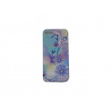 Coque pour Iphone 5 bleue fleurs bleues strass diamants + film protection écran offert