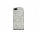 Pochette pour Iphone 5 simili-cuir blanche strass diamants + film protection écran offert
