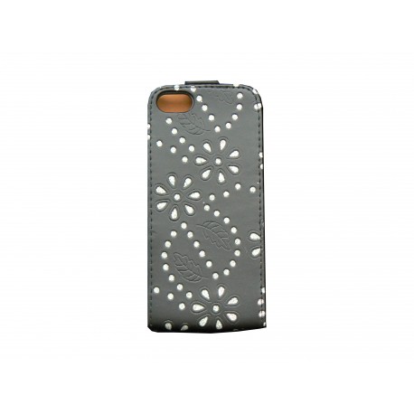 Pochette pour Iphone 5 simili-cuir noire strass diamants + film protection écran offert