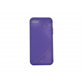 Coque pour Iphone 5 silicone semi-rigide "S" bleu + film protection écran offert