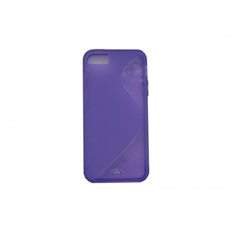 Coque pour Iphone 5 silicone semi-rigide "S" bleu + film protection écran offert