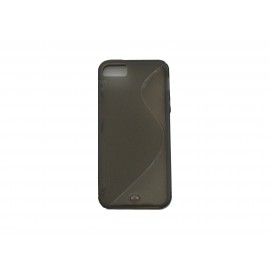 Coque pour Iphone 5 silicone semi-rigide "S" fumée + film protection écran offert