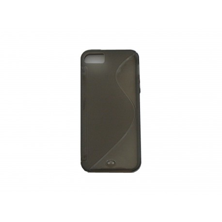 Coque pour Iphone 5 silicone semi-rigide "S" fumée + film protection écran offert