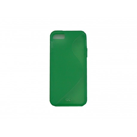 Coque pour Iphone 5 silicone semi-rigide "S" verte + film protection écran offert