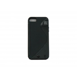 Coque pour Iphone 5 silicone semi-rigide "S" noire + film protection écran offert