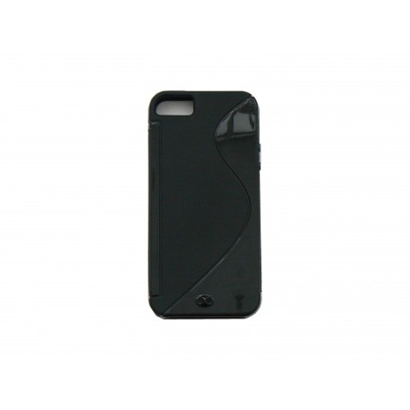 Coque pour Iphone 5 silicone semi-rigide "S" noire + film protection écran offert