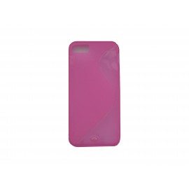 Coque pour Iphone 5 silicone semi-rigide "S" rose + film protection écran offert