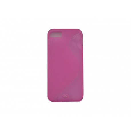 Coque pour Iphone 5 silicone semi-rigide "S" rose + film protection écran offert